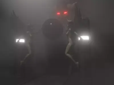 Nothingness tower with demon head Low-poly 3D model