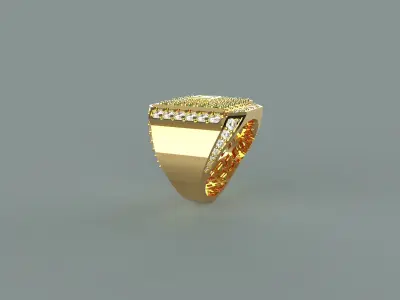 Men ring with emerald and diamonds 3D print model