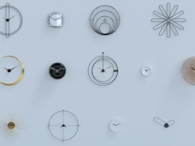 wall clock home decoration set -  14 pcs 3D model