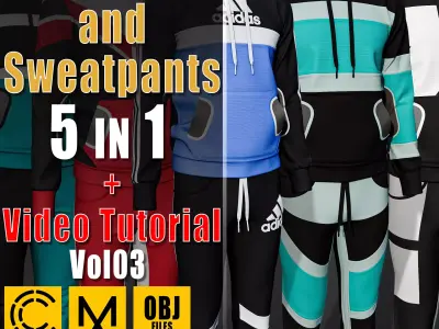 5 Hoodies and Sweatpants  Video Tutorial  CLO OBJ Vol03 3D model