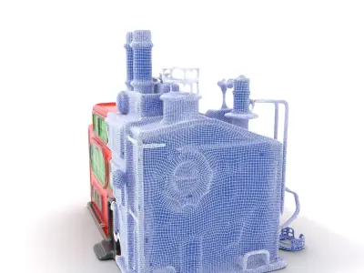 Industrial Red Factory model pack Low-poly 3D model