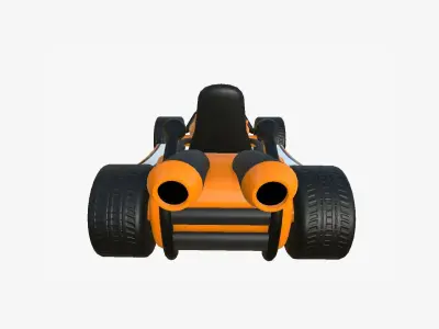 Cartoon Kart I07 Orange - Vehicle Racing Design Low-poly 3D model