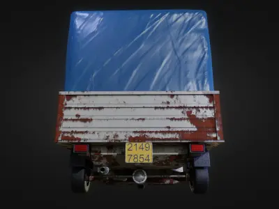 Abandoned tuktuk-inspired car Low-poly 3D model