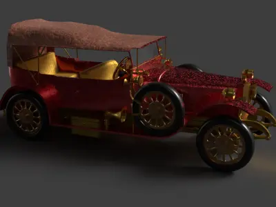 Red vintage car   Low-poly 3D model by aceimagedesign-1