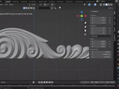 Flower Corner for Wood Carving 3D print model
