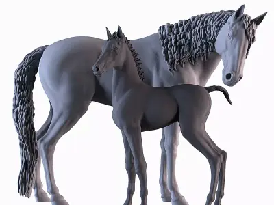 Mare and Foal 3D print model