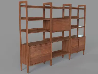 Tate Bookcase Bar With 2 Bookcase Cabinets 3D model