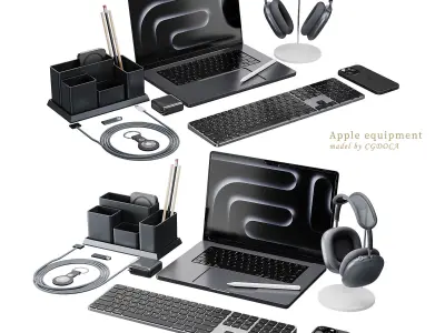  Set of Apple equipment 01 3D model