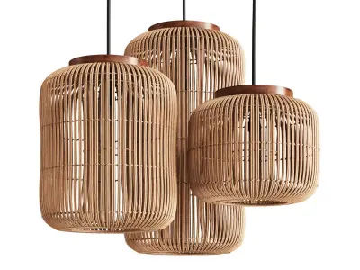 Natural Rattan Lamp by dBodhi Barrel 3D model