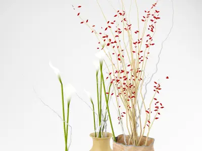 Vases With Flower 3D model