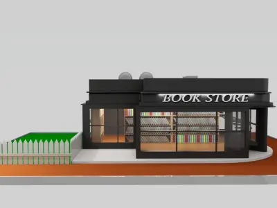 Low Poly Bookstore 3D Model  Modular  Game Ready  Free low-poly 3D model