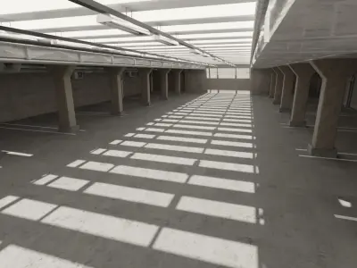 Realistic Old Parking Lot  3D model