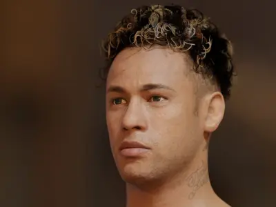 Neymar Jr Junior soccer player head 3d model Low-poly 3D model