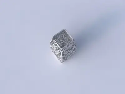 Vase rectangle with dense twisted organic lattice 3D print model