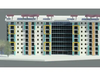 Building Apartment Site Revit Project Model 3D model