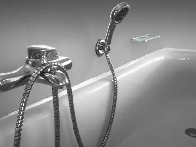 Bathtub bathroom with and sink 3D model