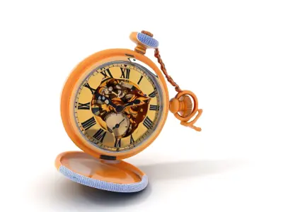 Elegant Vintage Pocket Watch Model Pack with Roman Numerals Low-poly 3D model