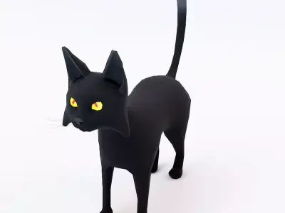 Creepy stray cat low poly 3d model  Low-poly 3D model