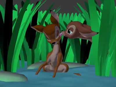 Young Bambi and Faline Models 3D model