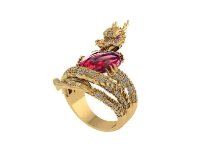 Dragon Ring Hugging Stone 3D print model