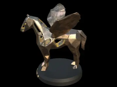 Steampunk Pegasus Low-poly 3D model