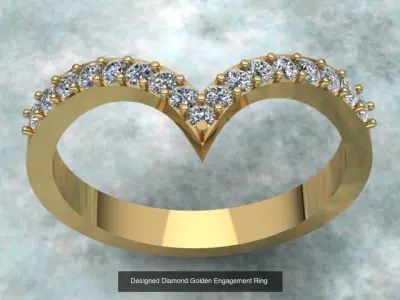 Luxury Golden Bracelet and Ring Set with Diamonds  3D Model Pack