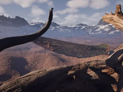 Snowy Mountain Landscape With Skull-Unreal Engine Scene Low-poly 3D model