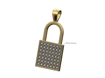 Iced diamond padlock pendant bail 3D print model