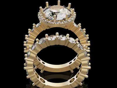 Lux set ring silver gold sterling printable jewelry 3D model 3D print model
