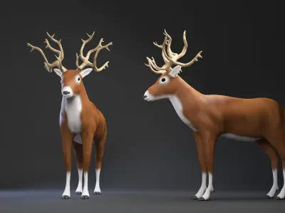 3d model  deer cartoon      - low poly  Low-poly 3D model