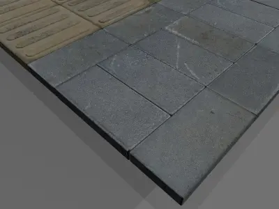 Stone cube panel old Low-poly 3D model