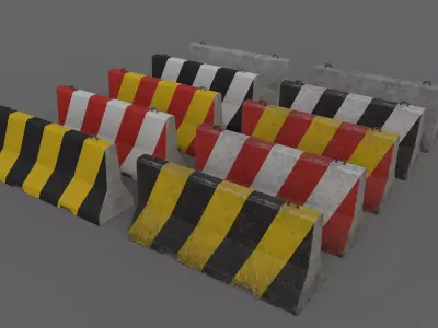 PBR Concrete Barrier V1 Low-poly 3D model