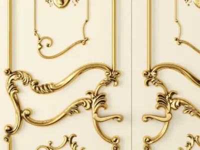 Luxury Classic baroque carved door 3D model