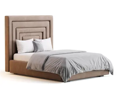 Maklaine Contemporary Navy Velvet Full Bed 3D model