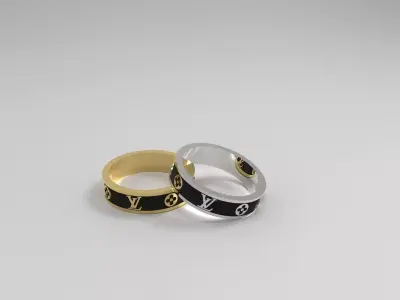 Elegant unisex ring size 18 gold and silver jewelry  3D print model