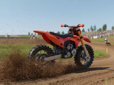 Red Dirt Bike Cartoon-Style Off-Road Motorcycle Bold Design Low-poly 3D model