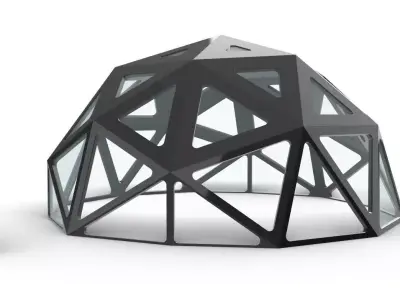 Geodesic Dome with Dynamic Perforations and glass panels  3D model