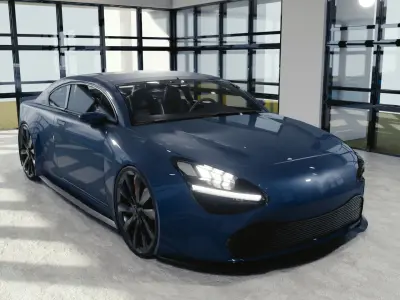 BLENDER EEVEE Brandless Small 2 door sedan Low-poly 3D model