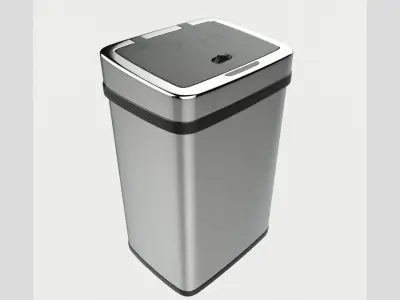 Modern Metal Trash Can Low Poly High Poly 3D model