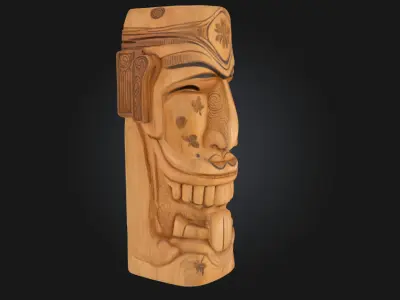 Wooden Tiki Face  Tribal Spirit of the Islands 3D model