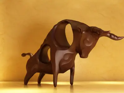 Wooden cattle ornaments animal sculptures gift 3D model