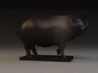 Pig Sculpture animal decoration copper pig sow 3D model