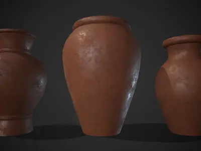 Clay Pots Vase Low-poly 3D model