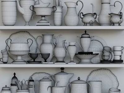 Set-196 silverware on shelf 3D model