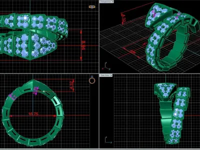 BVLGARI snake diamonds ring 3D print model