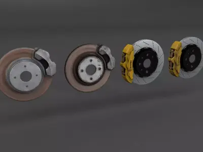 Basic and Race Brake System Low-poly 3D model