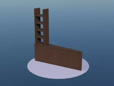 Modern Wooden Wall furniture with shelf Low-poly 3D model