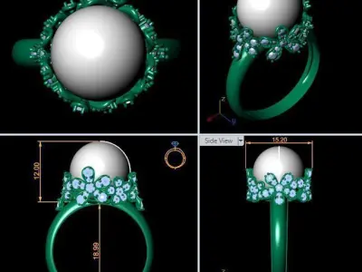 ring-02 tahitian pearl ring 3D print model