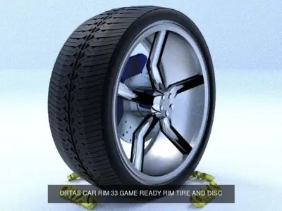 ORTAS CAR RIM 33-34 GAME READY RIM TIRE AND DISC 3D Model Pack