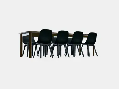 STRANDTORP - ODGER Table and 8 chairs Low-poly 3D model